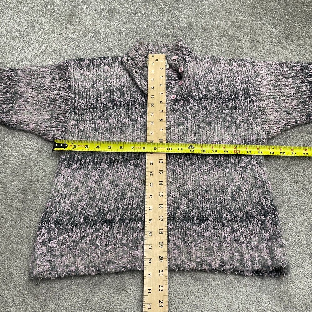 Evian Vintage Chunky Knit Sweater Womens Large Pink 1/2 Button Up Mock Casual - Picture 6 of 12